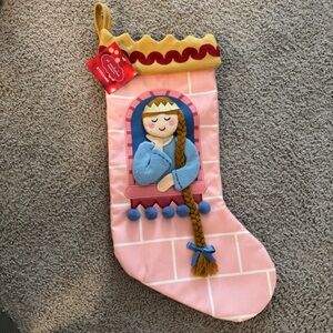 St Nicholas Appliqué Embroidered Girls Christmas Stocking Princess Rapunzel NWT